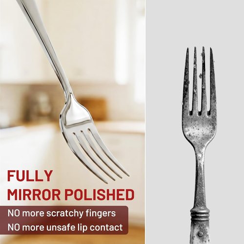 KIKCOIN 40-Pack Silverware Set | Food-Grade Stainless Steel Cutlery for 8 - Heavy Duty & Mirror Polished