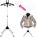 Foldable Garment Steamer Stand with Lint Roller for Clothes, Adjustable Steamer Rack with Two Clips for Suit Shirt Overcoat Vest, Steam Iron Stand for Bedroom Cloakroom Hotel