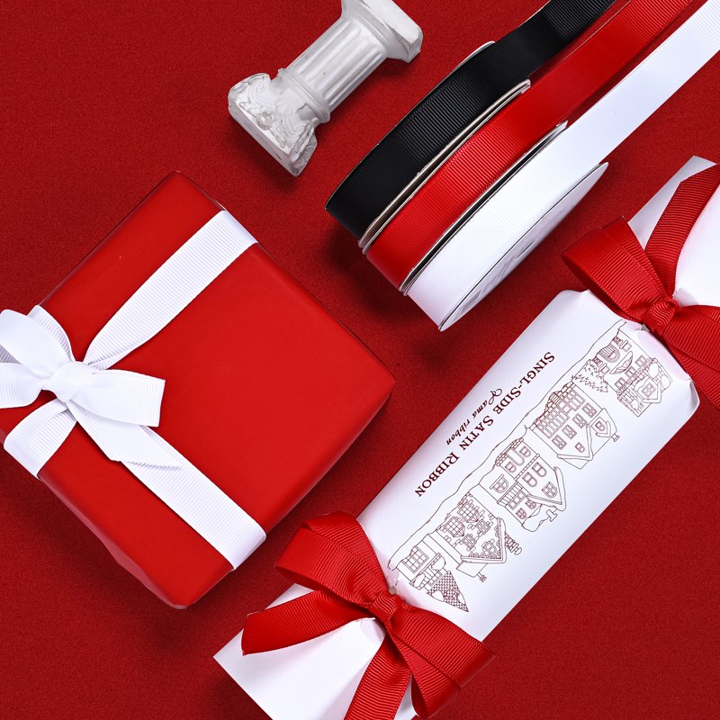 Red Grosgrain Ribbon - 7 Yards Craft Trim for Hair, Gift Wrap & Decor