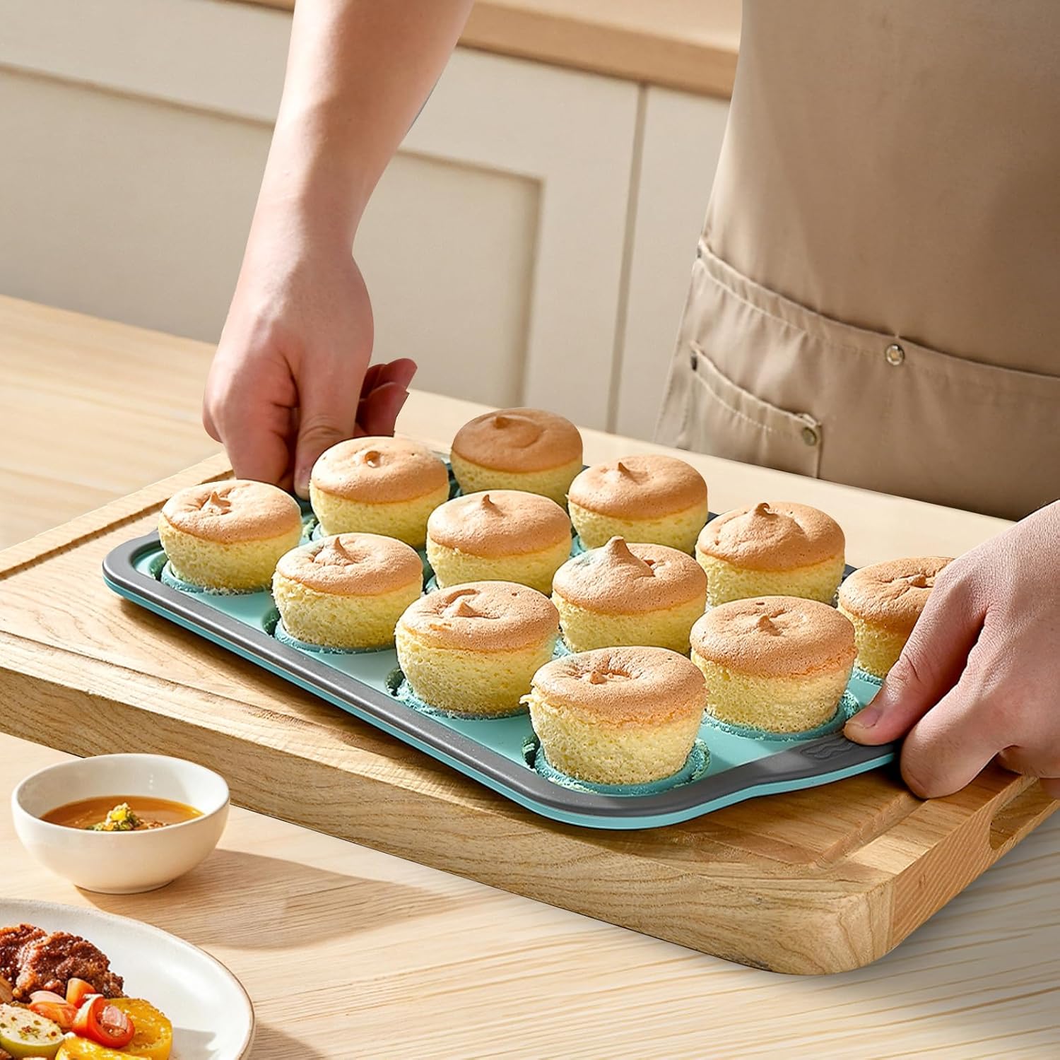 Skiennix Silicone Muffin Pan - Nonstick 6-Cup Baking Molds | BPA-Free, Easy to Clean, Pink