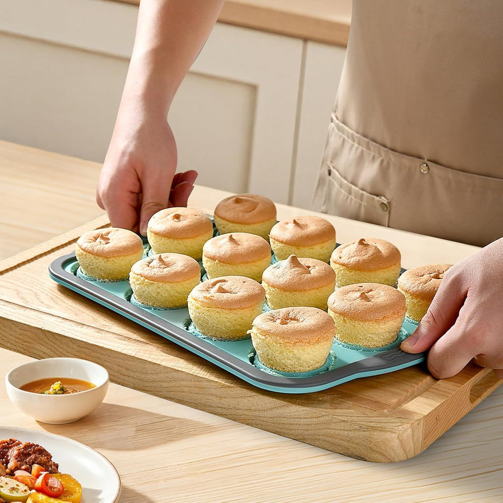 Skiennix Silicone Muffin Pan - Nonstick 6-Cup Baking Molds | BPA-Free, Easy Release, Dishwasher Safe