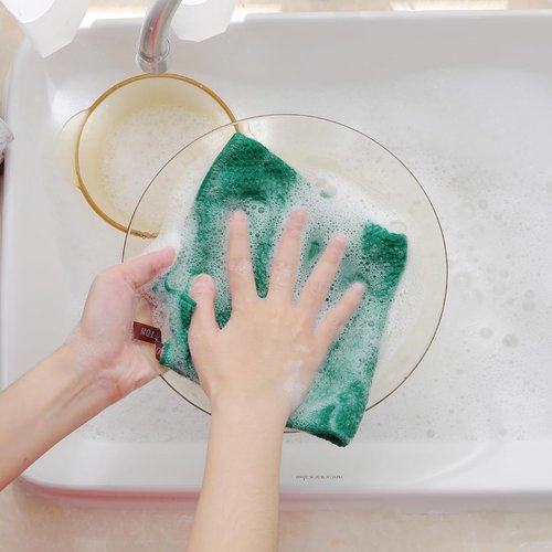 Homaxy 100% Cotton Waffle Weave Dish Cloths - Ultra Soft & Absorbent Quick Drying Towels | 12x12 Inches, 6-Pack, Dark Green