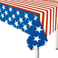 Esjay American Flag Tablecloths - 2 Pack Plastic Covers (54"x72") for Patriotic Celebrations
