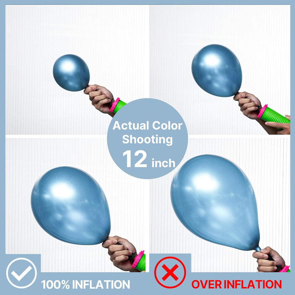 PartyWoo Metallic Light Blue Balloons - 140 Pcs Latex Balloon Arch Kit | Various Sizes for Graduation & Baby Showers