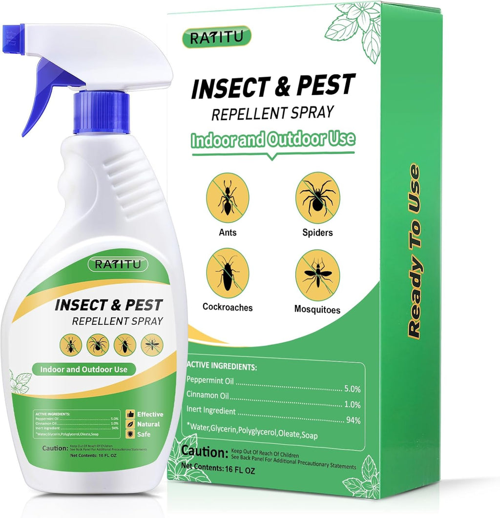 Peppermint Oil Insect Repellent Spray - 16 OZ Natural Formula for Ants, Spiders & Mosquitoes | Pet Safe