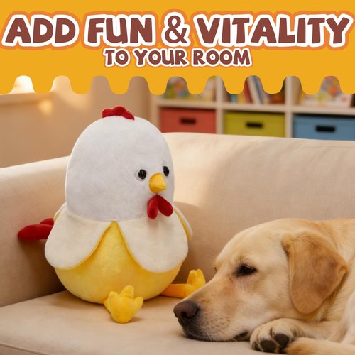 Yulefly Chicken Banana Plush Pillow, 11-Inch Cute Chicken Stuffed Animal Banana Plushie Toys for Birthday