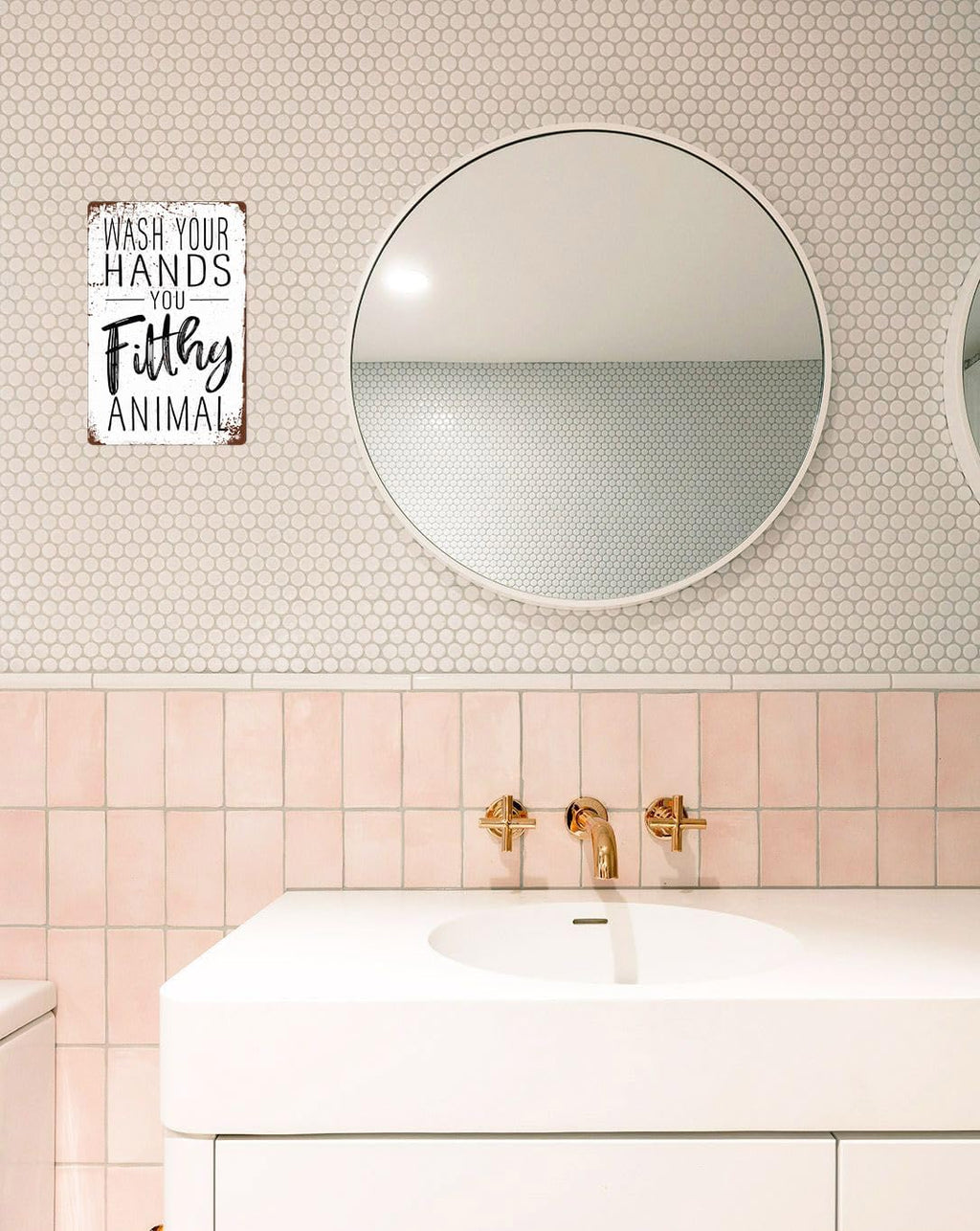 Regine Switzerland Funny Bathroom Wall Decor Metal Sign - Wash Your Hands Humor Quote | 8x12 Inches