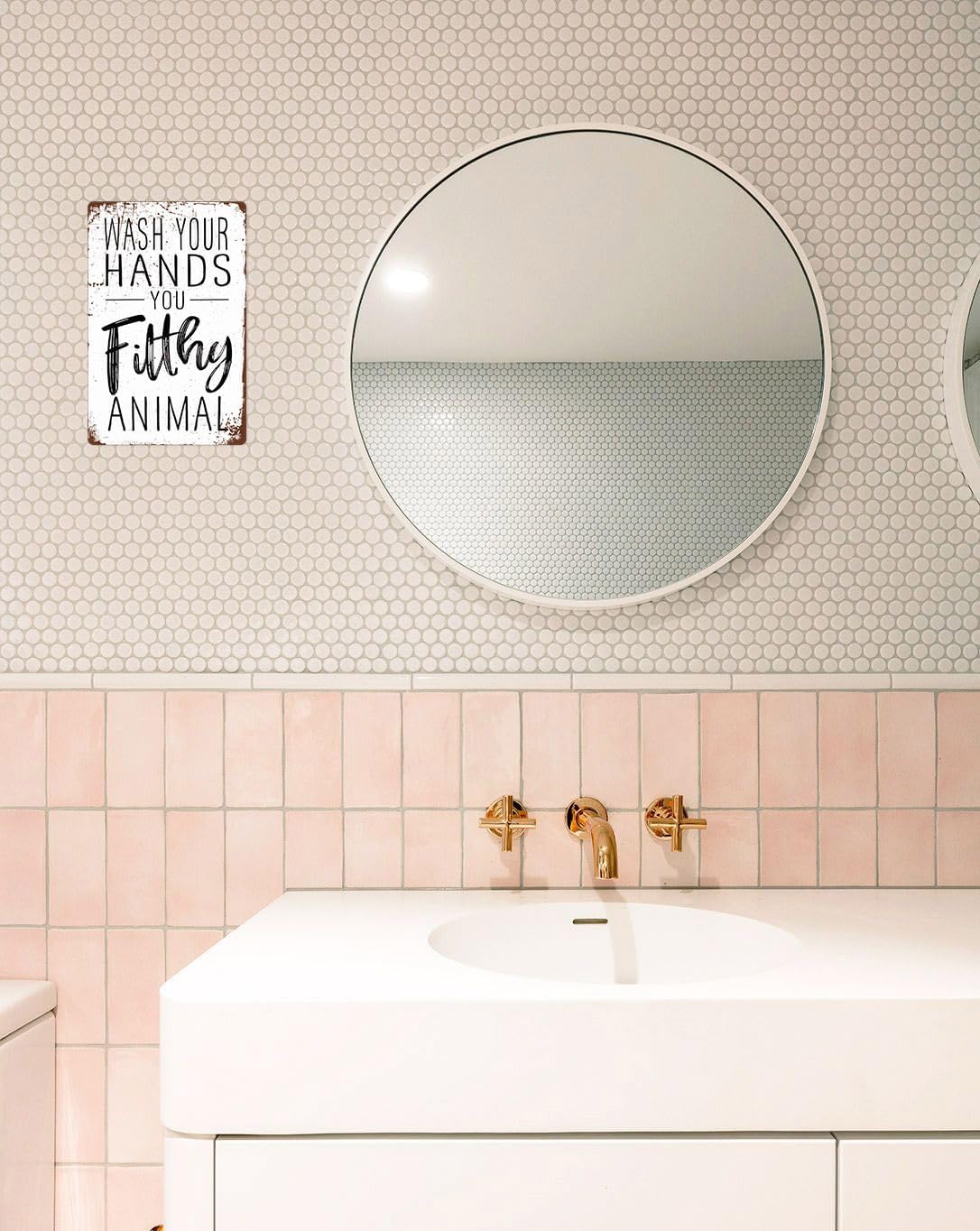 Regine Switzerland Funny Bathroom Wall Decor Metal Sign - Wash Your Hands Humor Quote | 8x12 Inches