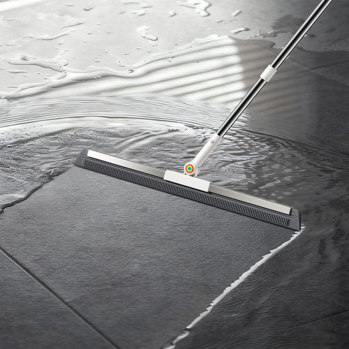 Floor Squeegee for Concrete Floor, Squeegee for Floor with 180° Rotating Head & 63" Long Handle, Garage Floor Squeegee Broom for Epoxy, Pet Hair, Water Removal, Tile Floor, Shower Glass, Driveway