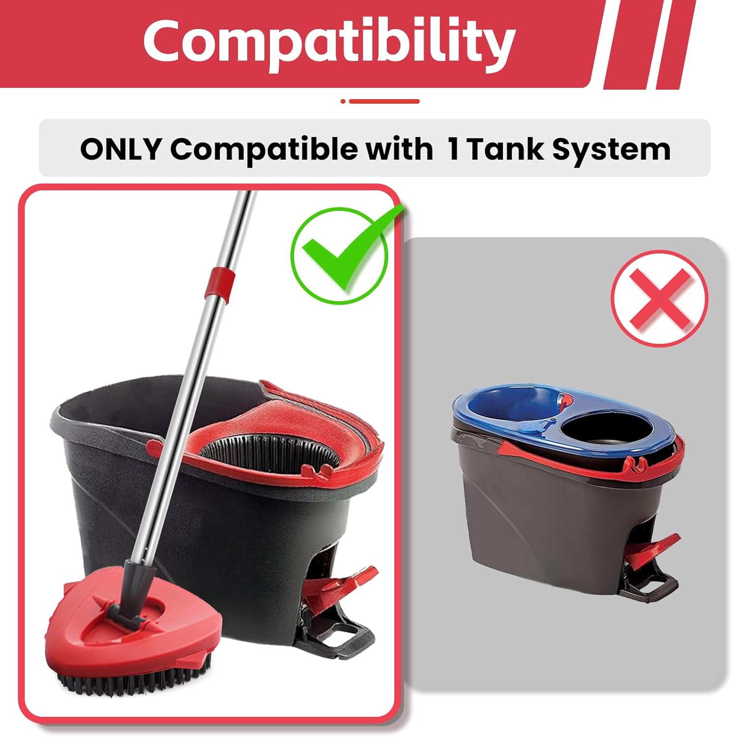 O-Cedar Spin Mop Replacement Set - 2 Microfiber Mop Heads, 58" Handle & Scrub Brush Attachment