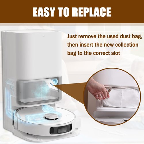 8 Pack Dust Bags Compatible With Drametech D10 Plus Z10 Pro L10 Plus Robot Vacuum Bags Self-Emptying Base Disposable Bag Accessory Parts