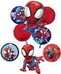 Spidey and Friends Birthday Party Supplies 8pc Foil Balloon Bouquet Decorations