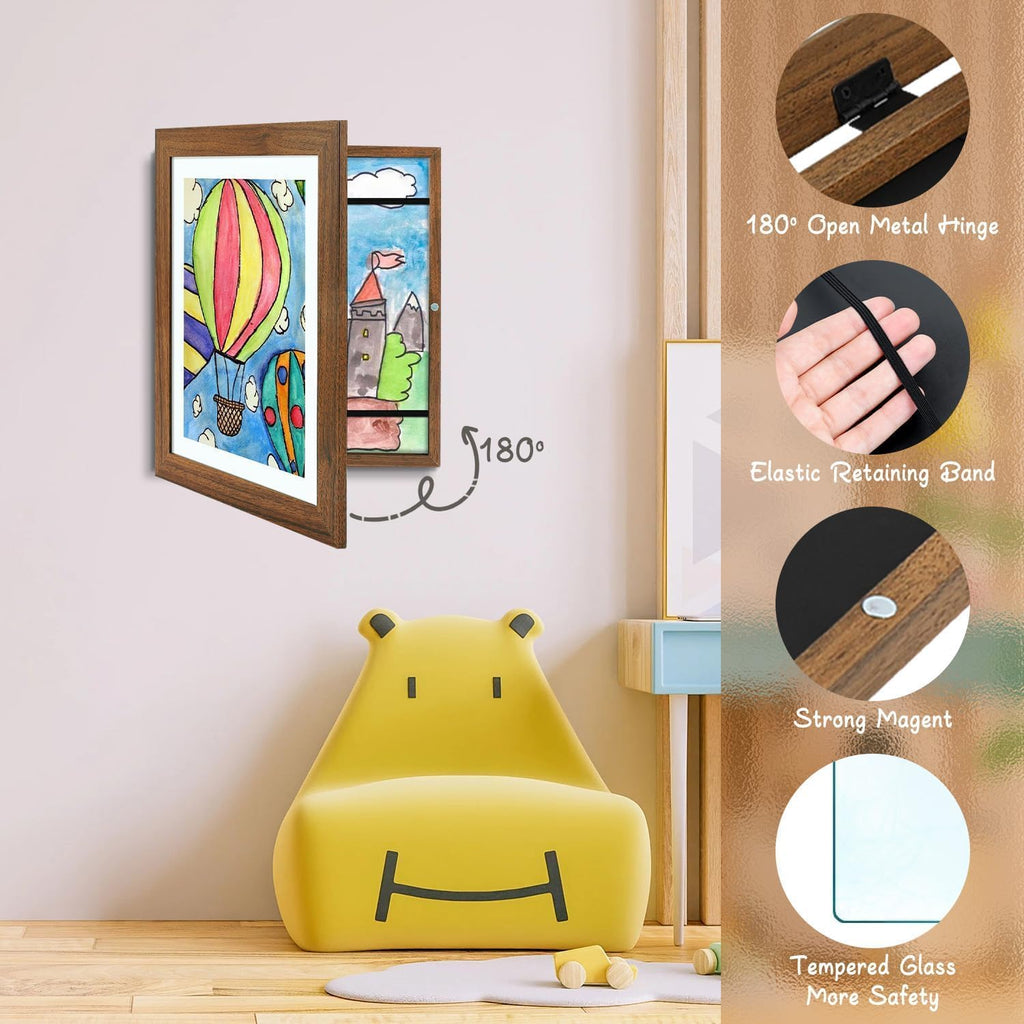 Golden State Art, 10x12.5 Kids Art Frames, Front-Opening Picture Frame Great for Kids Drawings, Artworks, Children Art Projects, Schoolwork, Home or Office (Ecru, Set of 4)