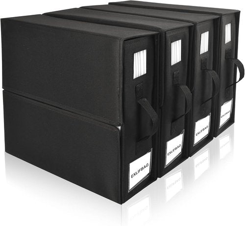 EXLIFBAG Sheet Organizers - Foldable Storage for Linen Closet | XL Black Bedding Container (Queen & King Size)