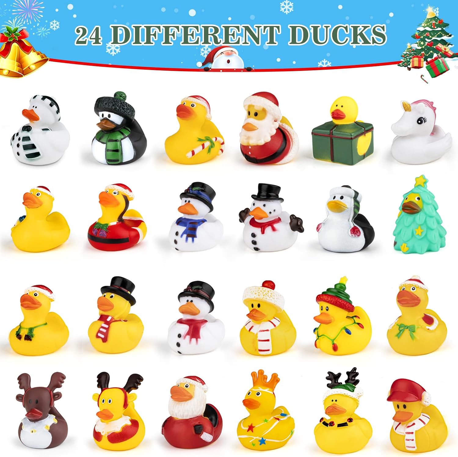 Rubber Duck Advent Calendar - 24 Days Countdown for Kids | Fun Christmas Bath Toys & Party Favors