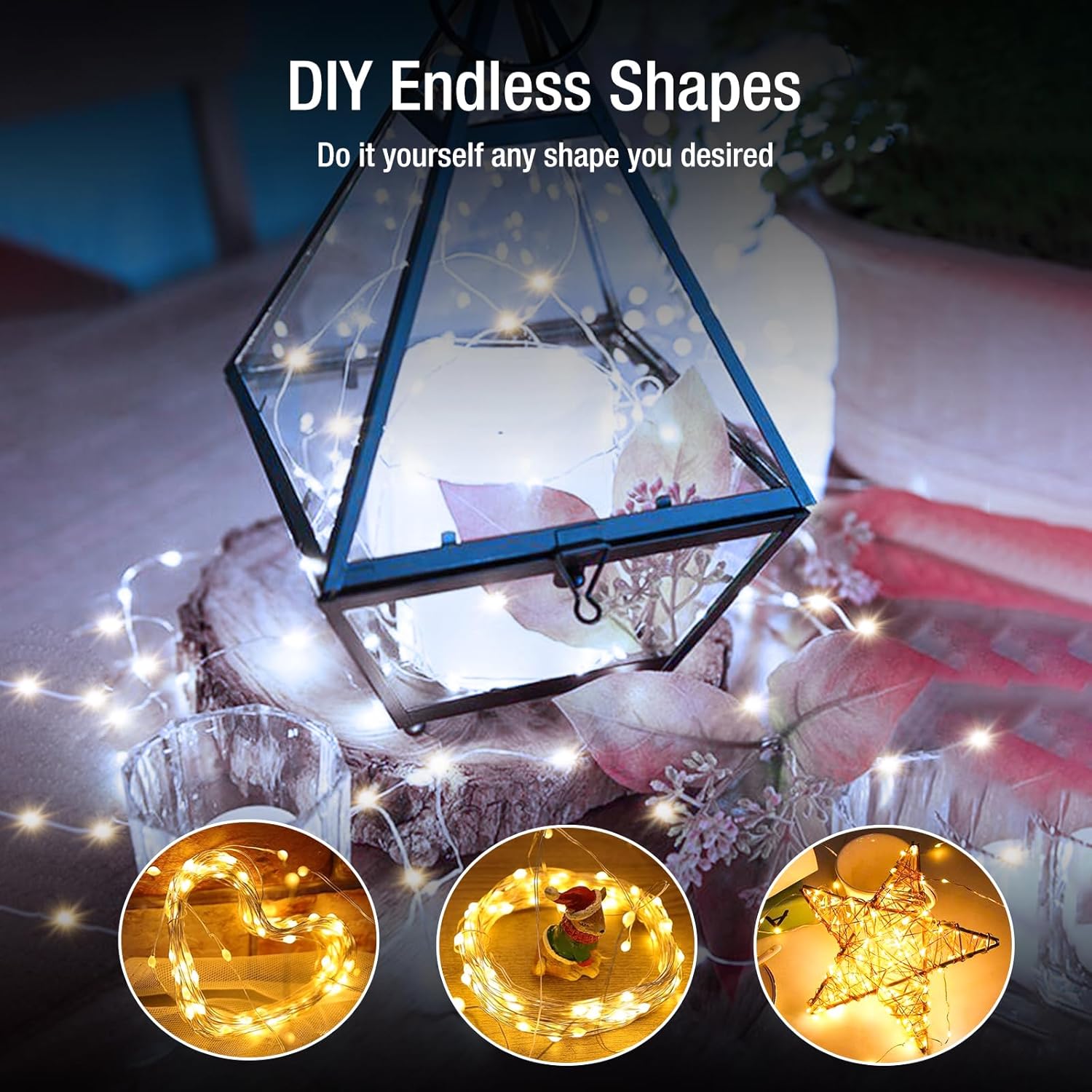 Skiennix 20 Pack Fairy Lights - 7ft Battery Operated LED Twinkle String Lights | Waterproof for DIY Party Decor - Warm & Cold White