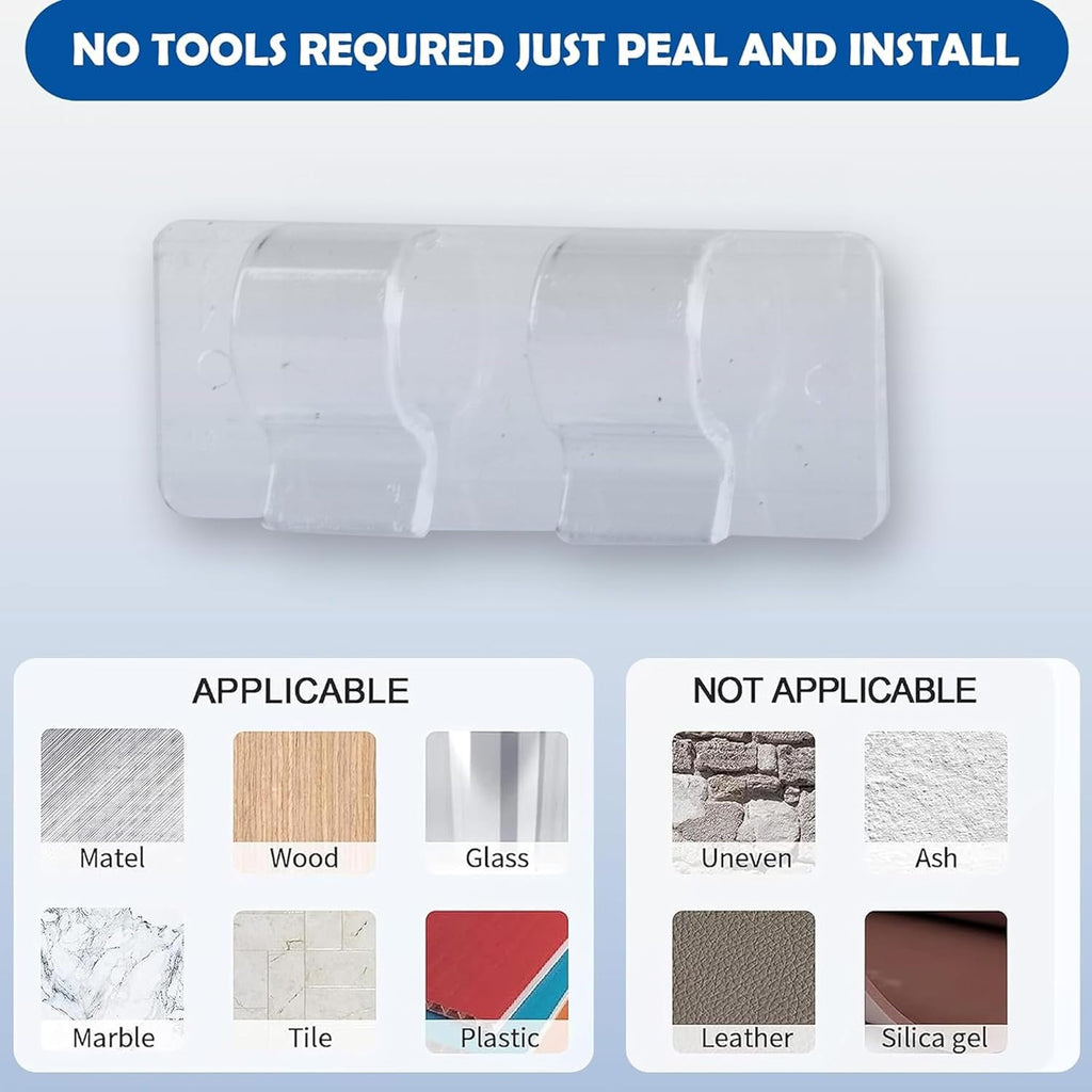 TW SHINE Outdoor String Light Hooks - 60 Pack Heavy Duty Clear Clips with Waterproof Adhesive Strips