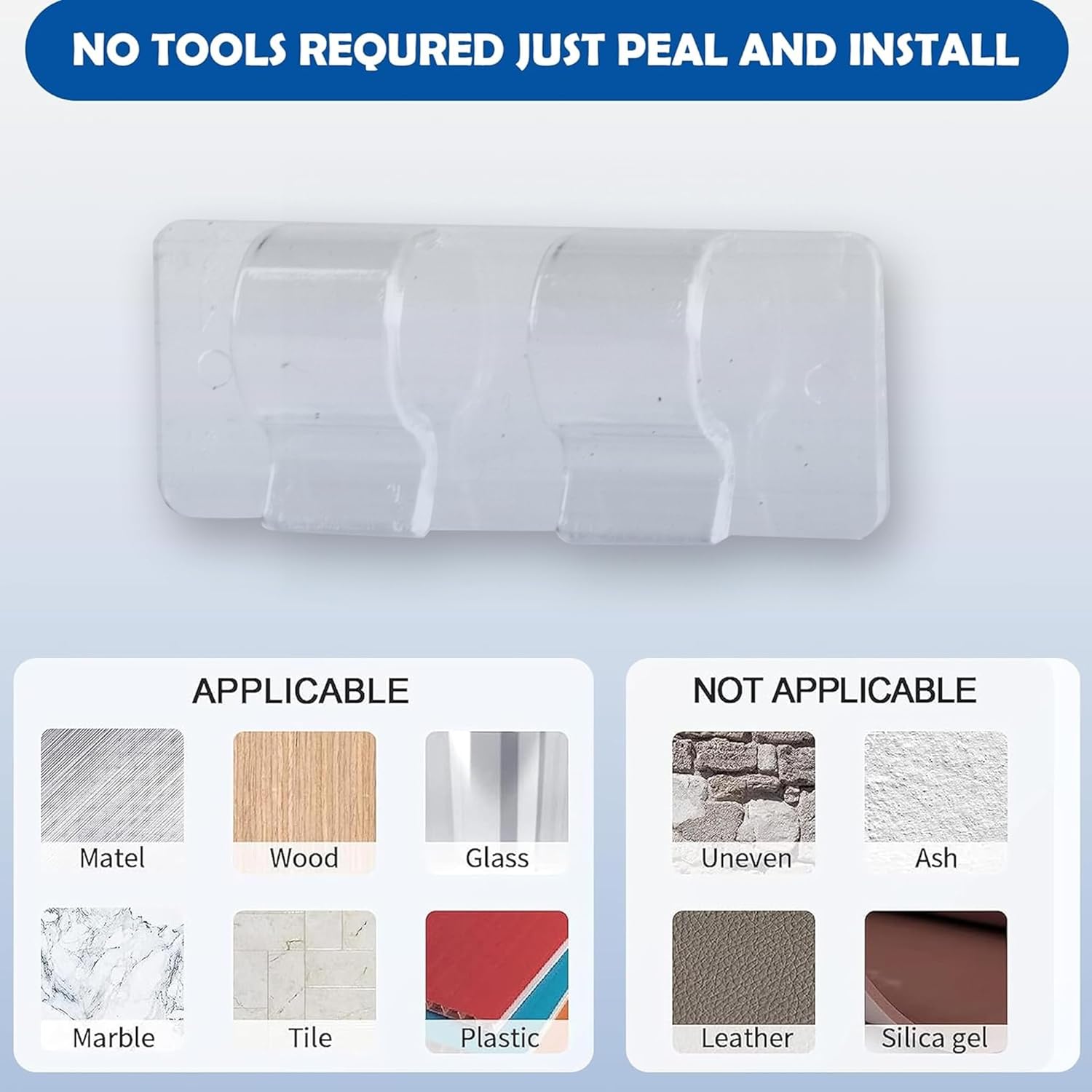 TW SHINE Outdoor String Light Hooks - 60 Pack Heavy Duty Clear Clips with Waterproof Adhesive Strips