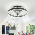 Soulfu 15.7" Low-Profile Ceiling Fan with Light and Remote - Bladeless Bedroom Fan, Stepless Dimmable, 6 Wind Speeds, Modern Style for Small Rooms