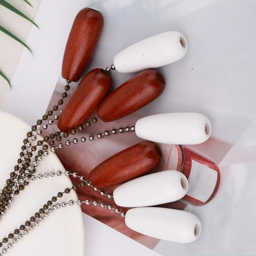 lasuroa 8pcs Ceiling Fan Pull Chain Extenders, 13 Inch Wooden Beaded Balls Light Pull Chain Extension Decorative Ornaments Pendant for Ceiling Fan Light Lamp Fixtures Decoration (White+Brown)
