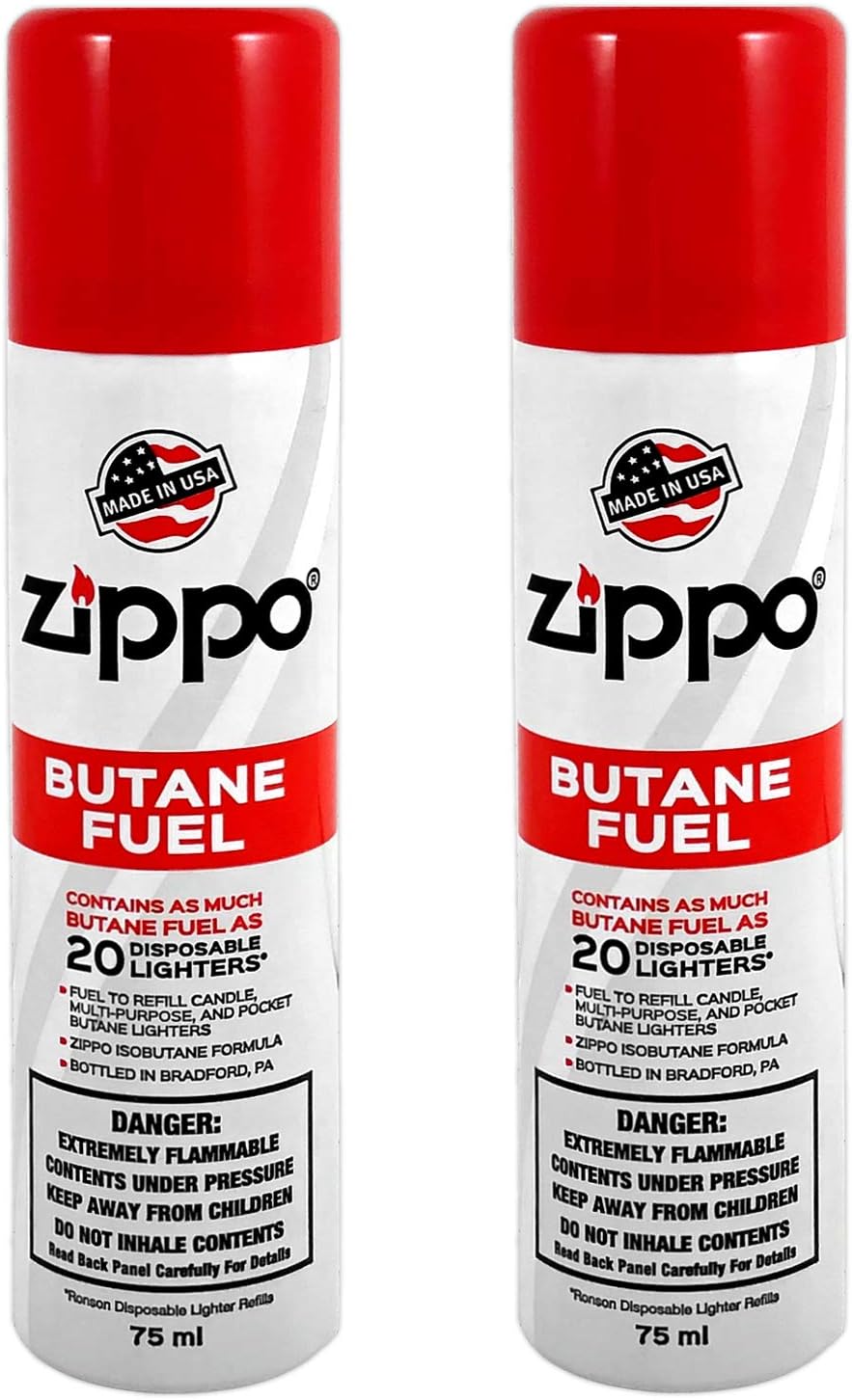 Zippo Butane Fuel Refill - Premium High-Purity Fuel for Lighters & Torches - Clean Burning, 75ml 2-Pack