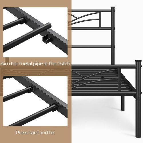 Yaheetech Twin Size Bed Frames Metal Platform Bed Mattress Foundation with Cloud-Inspired Design Headboard/Footboard/Ample Under Bed Storage/No Box Spring Needed/Black