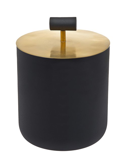 Godinger Wine Cooler Ice Bucket with Lid Beverage Chiller Barware Black and Gold