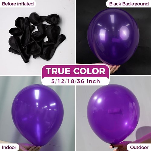 Bezente Dark Purple Latex Balloons - 30 Pack Large Thick Round Balloons for Graduation & Party Decor