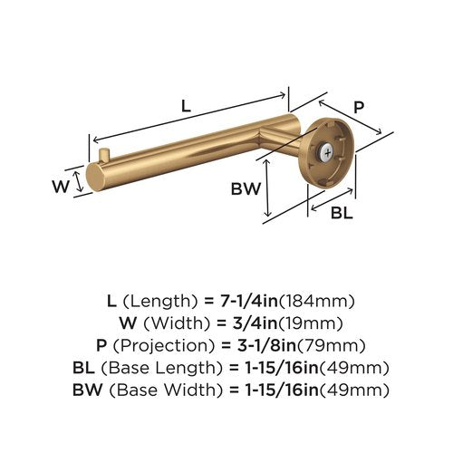 Amerock BH26540CZ | Champagne Bronze Single Post Toilet Paper Holder | 7-1/4 in. (184 mm) Length Toilet Tissue Holder | Arrondi | Bath Tissue Holder | Bathroom Hardware | Bath Accessories