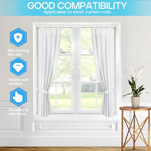 SISELBA Spring Tension Curtain Rod 32-76 inch, Adjustable Expandable Tension Curtain Rod No Drilling, Tension rods for Window Doorway Kitchen Curtain, White