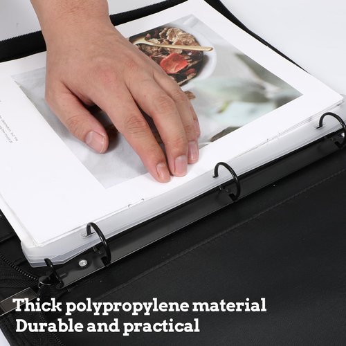 Bruislard 24Pcs 3 Hole Magazine Binder Inserts Holder, 3 Ring Binder Strips Punched Magazine Organizer Sheet Music Folder for Paper File Book(Translucent White)