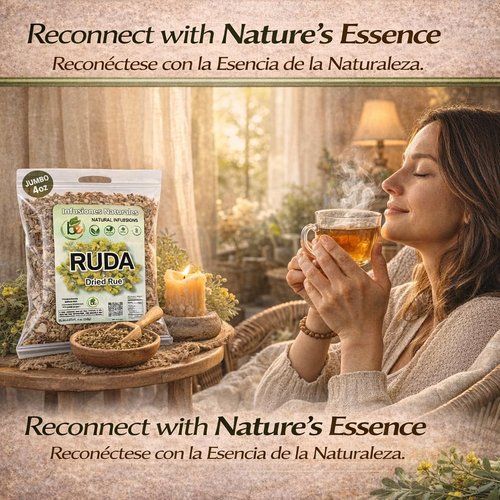 Ruda Seca Herbal Tea (4 oz) – 100% Natural Rue Dried Herbs (Ruta graveolens) – Traditional Botanical Infusion – Wildcrafted Loose Leaf – Caffeine-Free, Vegan, Non-GMO – Authentic by BEXPERTSUSA