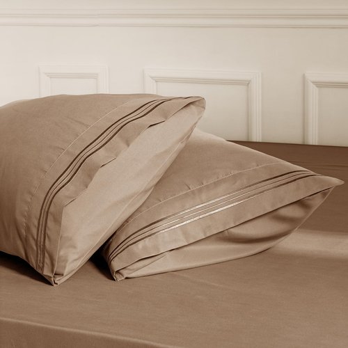 Aormenzy Microfiber Pillow Cases - King Size Set of 2-1800 Thread Count Ultra Soft Taupe Pillowcases - Wrinkle Resistant Pillow Covers with Envelope Closure - 20" x 40"