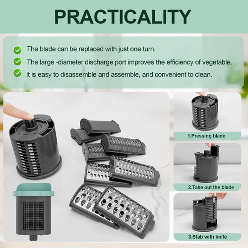 ZqoZqo Upgraded Electric Cheese Shredder, Automatic Cheese Grater Electric with 6 Interchangeable Blades, 6 in 1 Electric Cheese Grater for Cheese, Fruits, and Vegetables