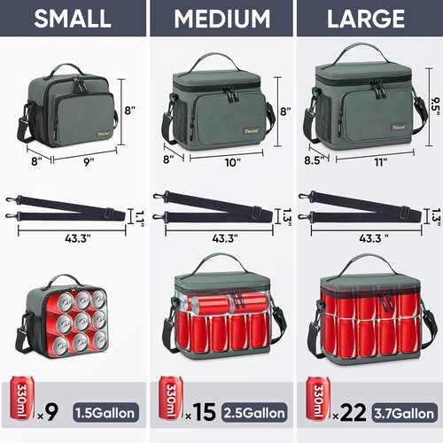 BALEINE Insulated Lunch Bag - Leakproof Cooler for 22 Cans | Adjustable Shoulder Strap - Large Blue