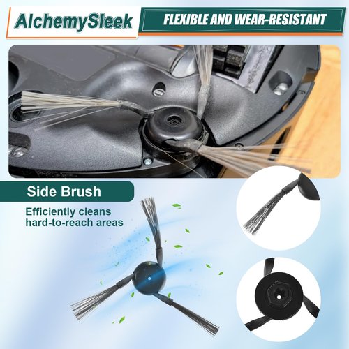 AlchemySleek P10 Pro Ultra Replacement Accessories Kit for MOVA P10 Pro Ultra/P50 Pro Ultra Vacuum Cleaner Parts, Include 2 Side Brushes, 2 Filters, 4 Mop Pads, 4 Dust Bags,12Pcs