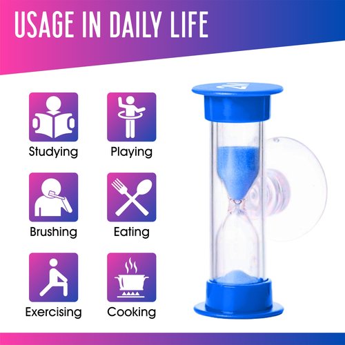 TecaherFav 2-Minute Hourglass Sand Timers with Suction Cup - Set of 2 Unbreakable Plastic Sand Clock Timer for Kids, Classroom, Games, Toothbrushing (Pink & Blue)