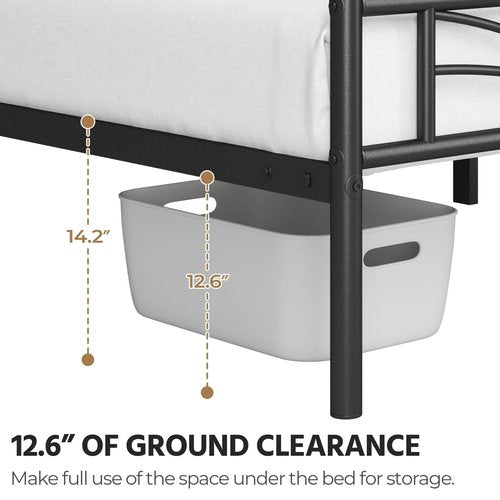 Yaheetech Twin Size Bed Frames Metal Platform Bed Mattress Foundation with Cloud-Inspired Design Headboard/Footboard/Ample Under Bed Storage/No Box Spring Needed/Black