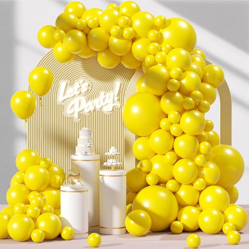 Awenztech Yellow Balloon Arch Kit - 120 Pcs of 5 to 18 Inch Latex Balloons for Party Decorations