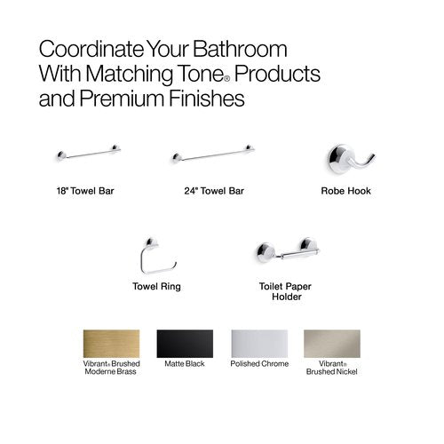 Kohler 27426-CBL Tone™ 24" Towel bar, Polished Chrome with Matte Black
