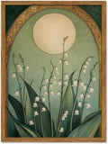 Framed Vintage Lily of the Valley Wall Art - Moody Boho Floral Canvas Print | Emerald Green 12x16in