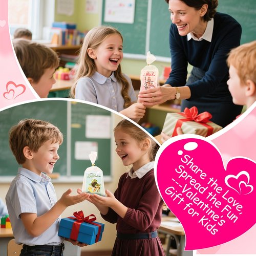 JELMOK Valentines Day Gifts for Kids, 24 Pack Building Blocks with Valentines Day Cards Class Valentines Gifts for Class Classroom School Boys Girls Party Favors Exchange