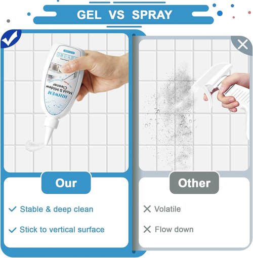 HIHWEM Mold & Mildew Remover Gel - Powerful Stain Cleaner for Washing Machines & Grout | 8 fl. oz