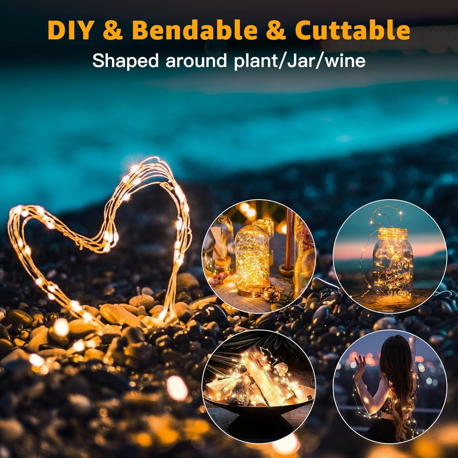 Skiennix 20 Pack Fairy Lights - Battery Operated 7ft Mini String Lights for Weddings & Parties | Warm & Cool White