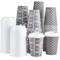 JOLLY PARTY Disposable Coffee Cups with Lids -12 oz (100 Sets) To Go Cups, Paper Coffee Cups for Beverages Espresso Tea, Suitable for Cafes, Offices and Home