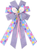 BUVANE Easter Wreath Bow - Large Burlap Bunny Decor for Indoor/Outdoor Holiday Display (Purple)