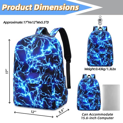 MSKYWU Backpack For Boy Elementary School Bookbag Durable Kid's Backpack Lightweight Travel Daypack (Blue-Light)