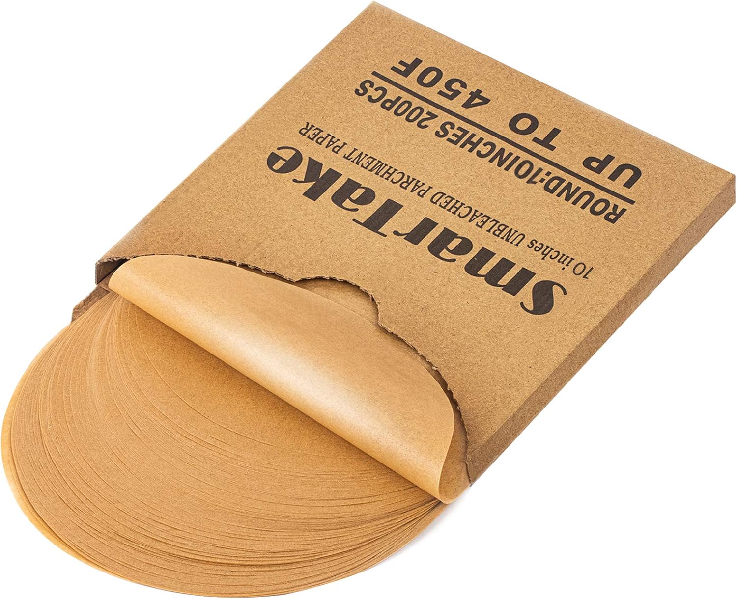 SMARTAKE Unbleached Parchment Paper Baking Sheets - 200 Pcs, 10-Inch Non-Stick for Baking & Grilling
