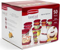 Rubbermaid Easy Find Lids Food Storage Containers - 50 Piece Set in Racer Red for Organized Kitchen
