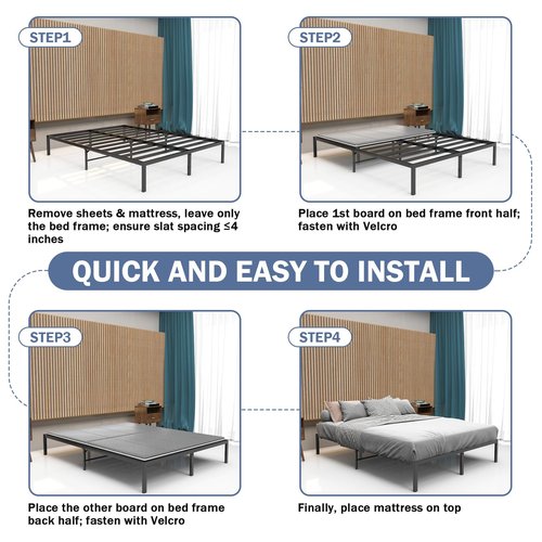 Arzarme Bunkie Board Queen Size 60"x80" for Under Mattress Bed Support, Heavy Duty Reinforced Wood with Anti-Sag, Light Thin/Breathable, Noise Minimizing, Fits Metal Frames/Platform Beds/Sleeper Sofa